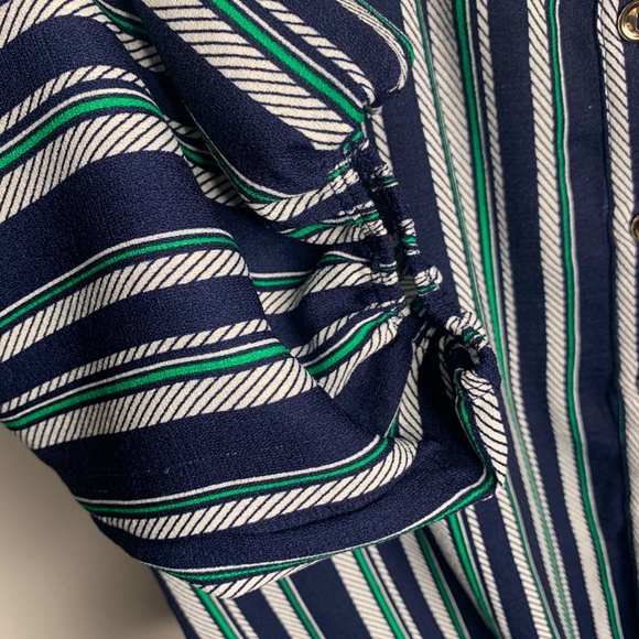 Navy Blue Striped Blouse - Size Small - Picture 4 of 9